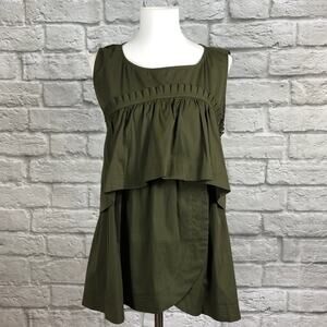 NWT Barami P. Luca Olive Green Poplin Sleeveless Top